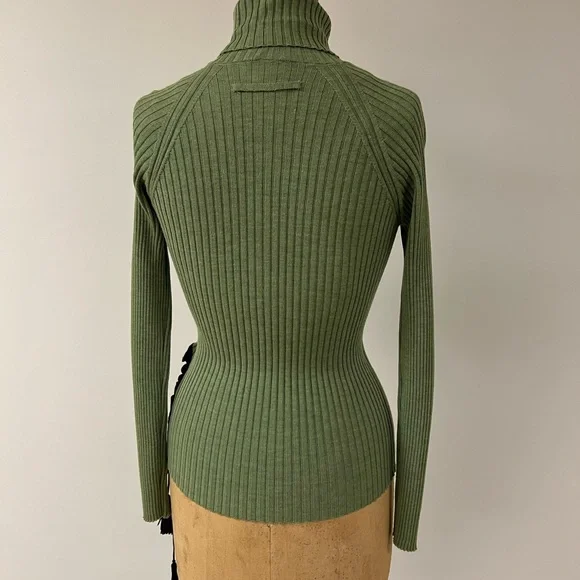Jean Paul Gaultier vintage Olive Ribbed Turtleneck Sweater size S - Picture 2 of 7